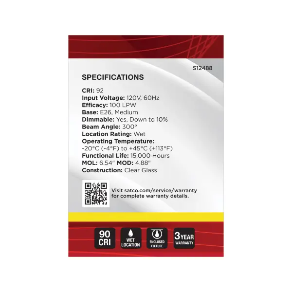 8 Watt G40 LED - Medium Base - Clear - 3500K CCT - 120 Volt - Image 4