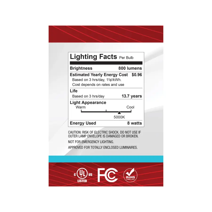 8 Watt G40 LED - Medium Base - Clear - 5000K CCT - 120 Volt - Image 6