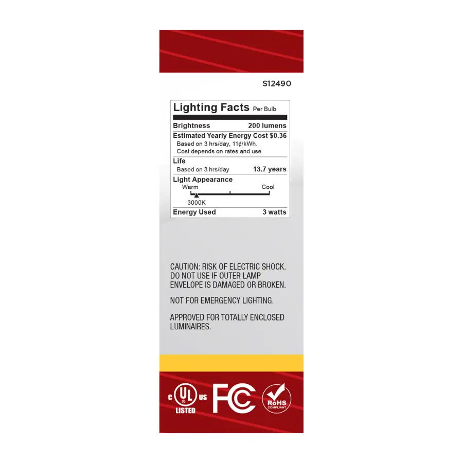 3 Watt B11 LED - Candelabra Base - Clear - 3000K CCT - 120 Volt - Image 6