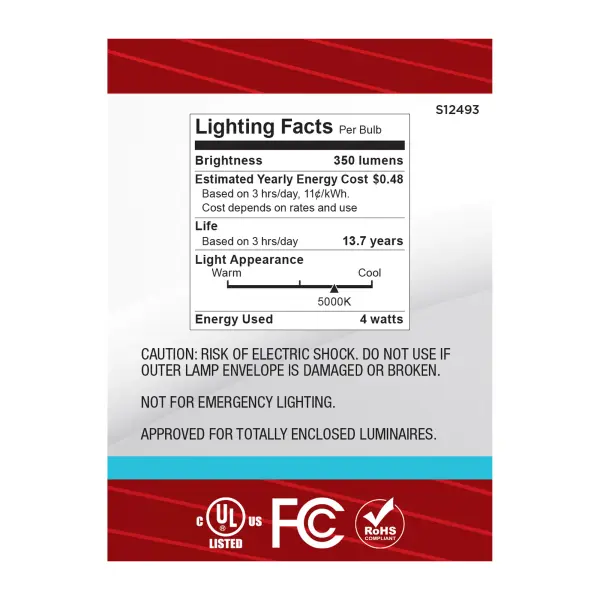 4 Watt B11 LED - Candelabra Base - Clear - 5000K CCT - 120 Volt - 10-pk - Image 6