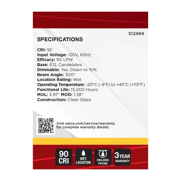 5.5 Watt B11 LED - Candelabra Base - Clear - 3000K CCT - 120 Volt - 10-pk - Image 4