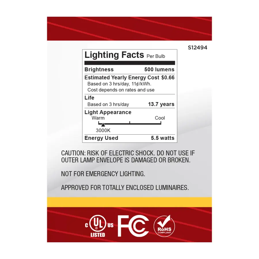 5.5 Watt B11 LED - Candelabra Base - Clear - 3000K CCT - 120 Volt - 10-pk - Image 5