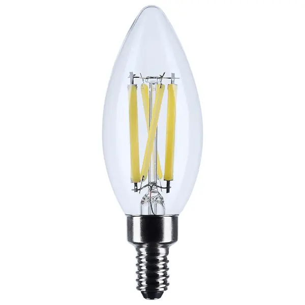 Satco's 8-watt LED bulb is an elegant lighting solution for the home. Perfect for chandeliers, use this dimmable lamp to illuminate living rooms, dining rooms, or anywhere else where a traditional look will complement decorative needs. The bulb has a beam spread of 300 degrees, and delivers 15,000 hours of neutral white light.