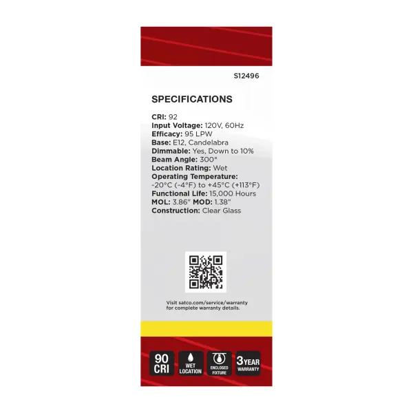 8 Watt B11 LED - Candelabra Base - Candle-Tip - Clear - 3500K CCT - 120 Volt - Image 5