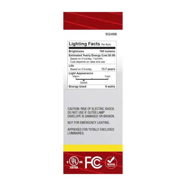 8 Watt B11 LED - Candelabra Base - Candle-Tip - Clear - 3500K CCT - 120 Volt - Image 6