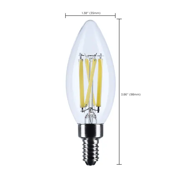 8 Watt B11 LED - Candelabra Base - Candle-Tip - Clear - 3500K CCT - 120 Volt - Image 9