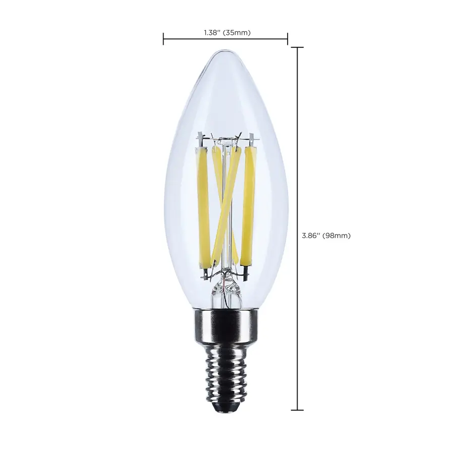 8 Watt B11 LED - Candelabra Base - Candle-Tip - Clear - 3500K CCT - 120 Volt - Image 9