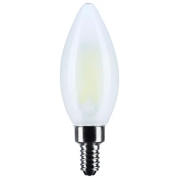 Satco's 8-watt LED bulb is an elegant lighting solution for the home. Perfect for chandeliers, use this dimmable lamp to illuminate living rooms, dining rooms, or anywhere else where a traditional look will complement decorative needs. The bulb has a beam spread of 300 degrees, and delivers 15,000 hours of cool white light.