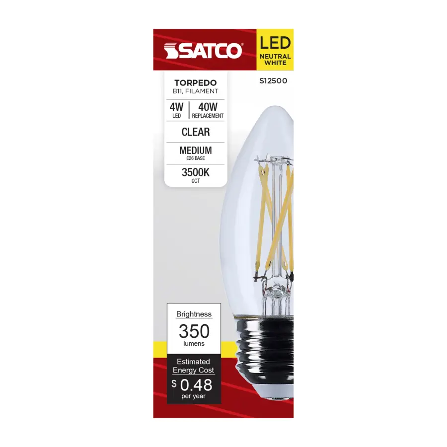 4 Watt B11 LED - Medium Base - Clear - 3500K CCT - 120 Volt - Image 2