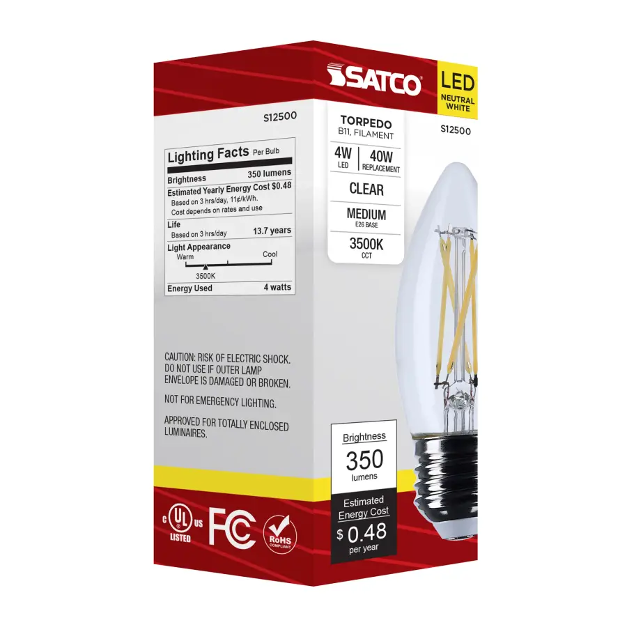 4 Watt B11 LED - Medium Base - Clear - 3500K CCT - 120 Volt - Image 6