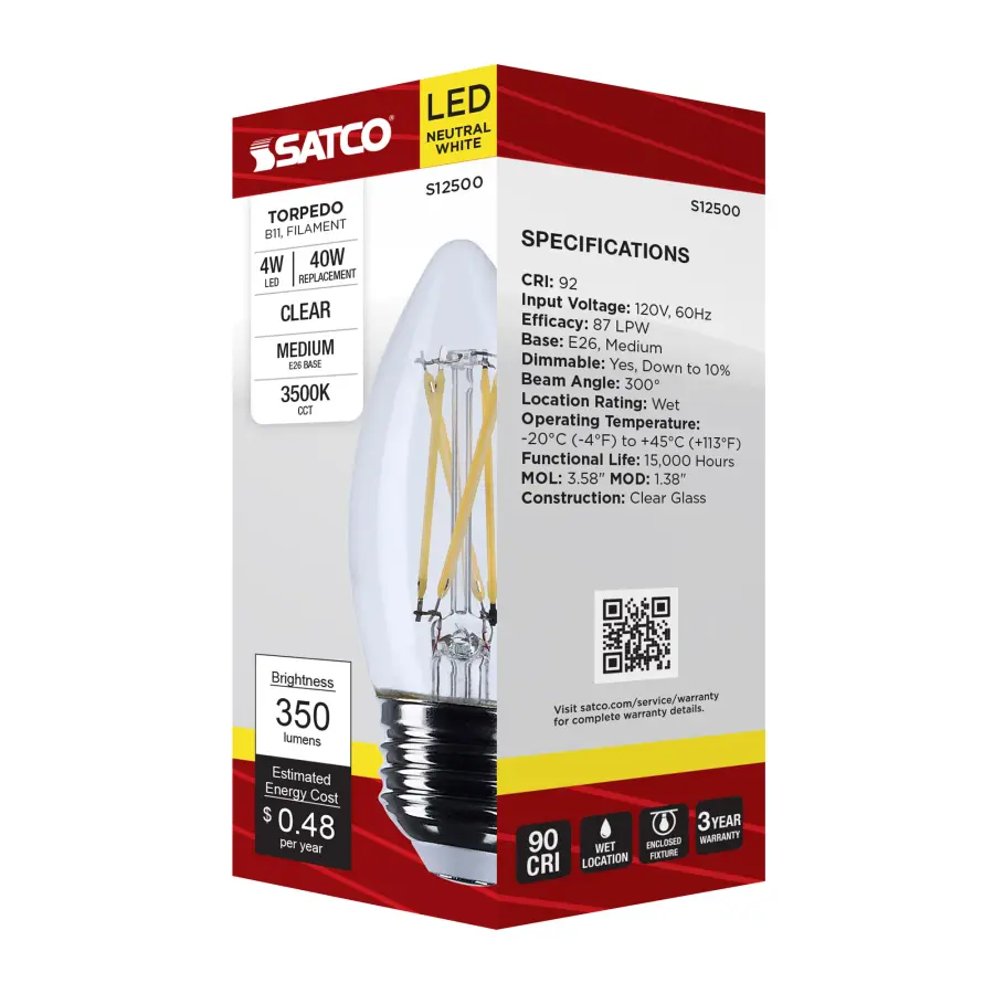 4 Watt B11 LED - Medium Base - Clear - 3500K CCT - 120 Volt - Image 7