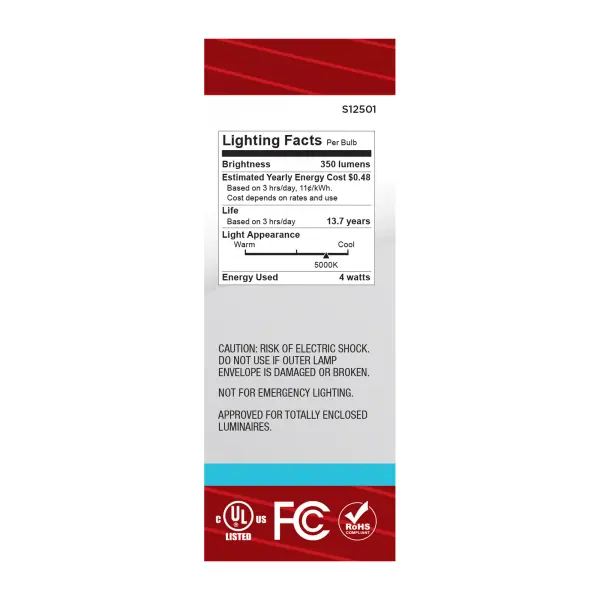 4 Watt B11 LED - Medium Base - Clear - 5000K CCT - 120 Volt - Image 5