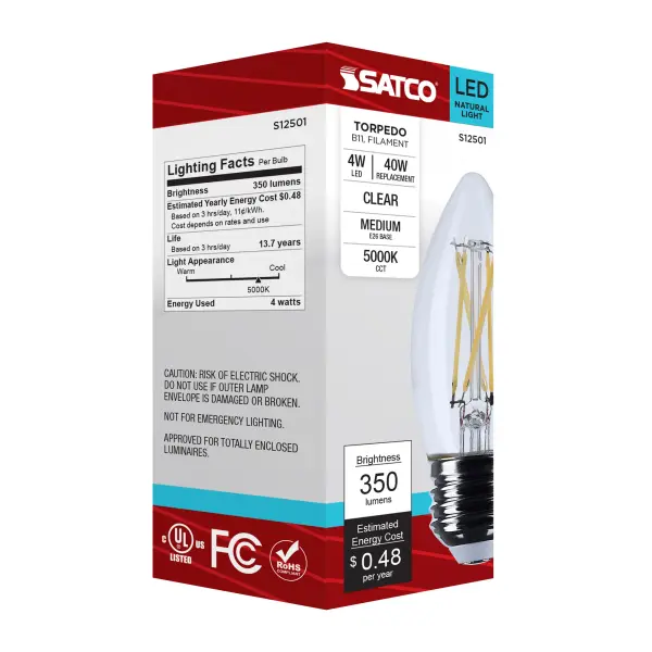 4 Watt B11 LED - Medium Base - Clear - 5000K CCT - 120 Volt - Image 6