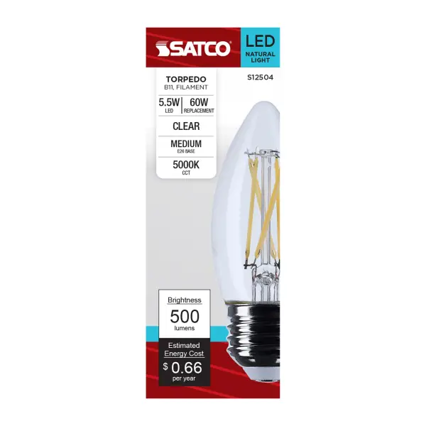 5.5 Watt B11 LED - Medium Base - Clear - 5000K CCT - 120 Volt - Image 3
