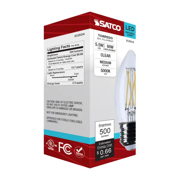5.5 Watt B11 LED - Medium Base - Clear - 5000K CCT - 120 Volt - Image 7