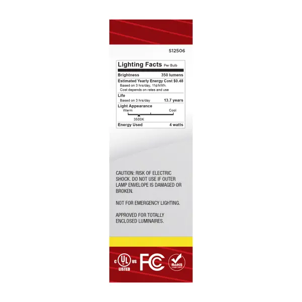 4 Watt CA10 LED - Candelabra Base - Clear - 3500K CCT - 120 Volt - Image 5