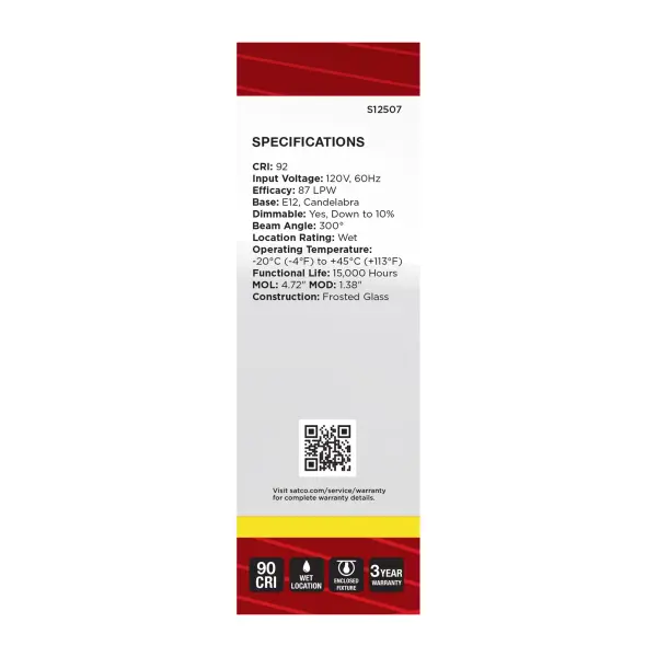 4 Watt CA10 LED - Candelabra Base - Frost Finish - 3500K CCT - 120 Volt - Image 5