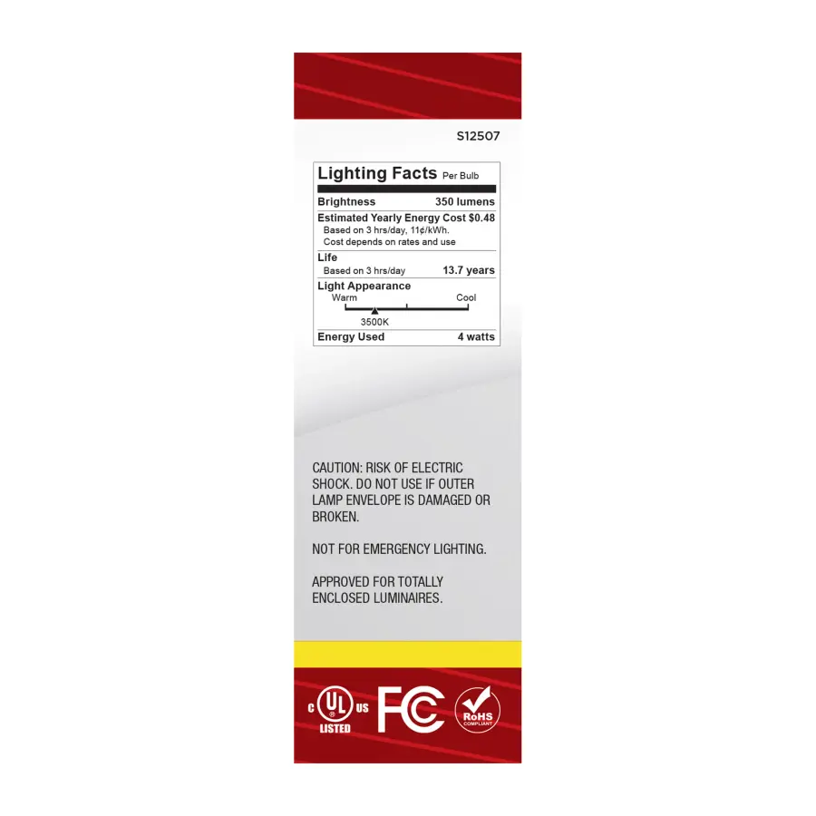 4 Watt CA10 LED - Candelabra Base - Frost Finish - 3500K CCT - 120 Volt - Image 6