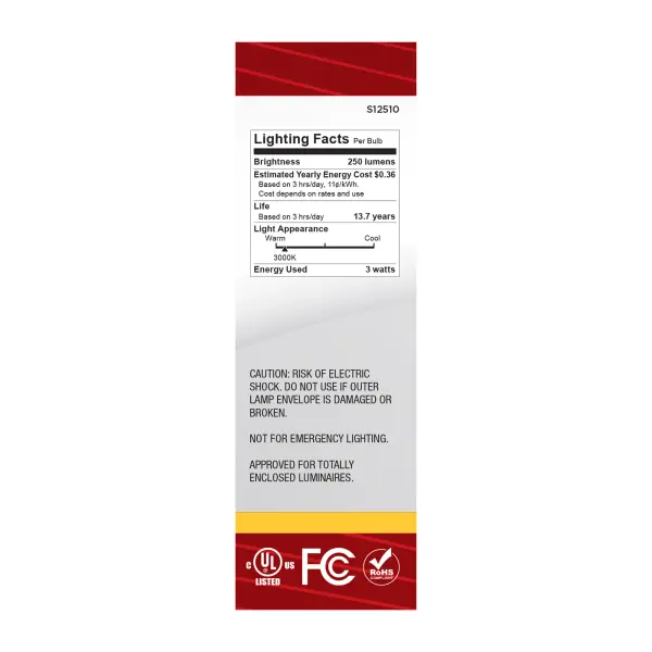 3 Watt CA10 LED - Medium Base - Clear - 3000K CCT - 120 Volt - Image 6