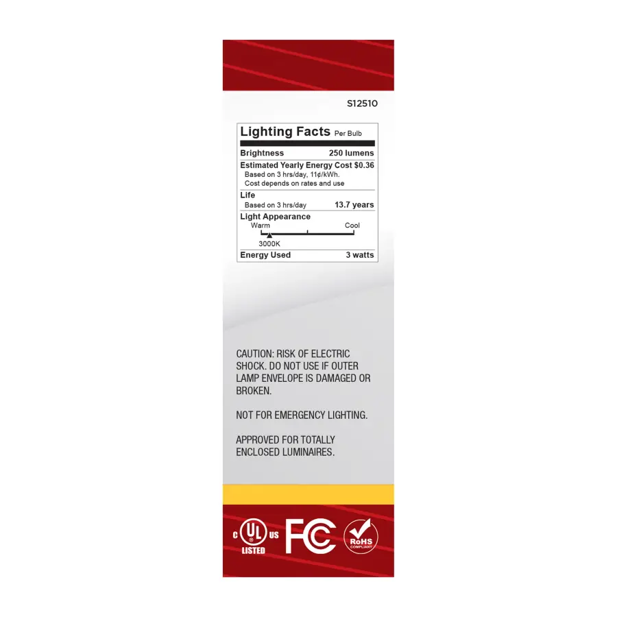 3 Watt CA10 LED - Medium Base - Clear - 3000K CCT - 120 Volt - Image 6