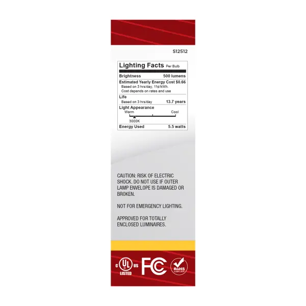 5.5 Watt CA10 LED - Medium Base - Clear - 3000K CCT - 120 Volt - Image 5