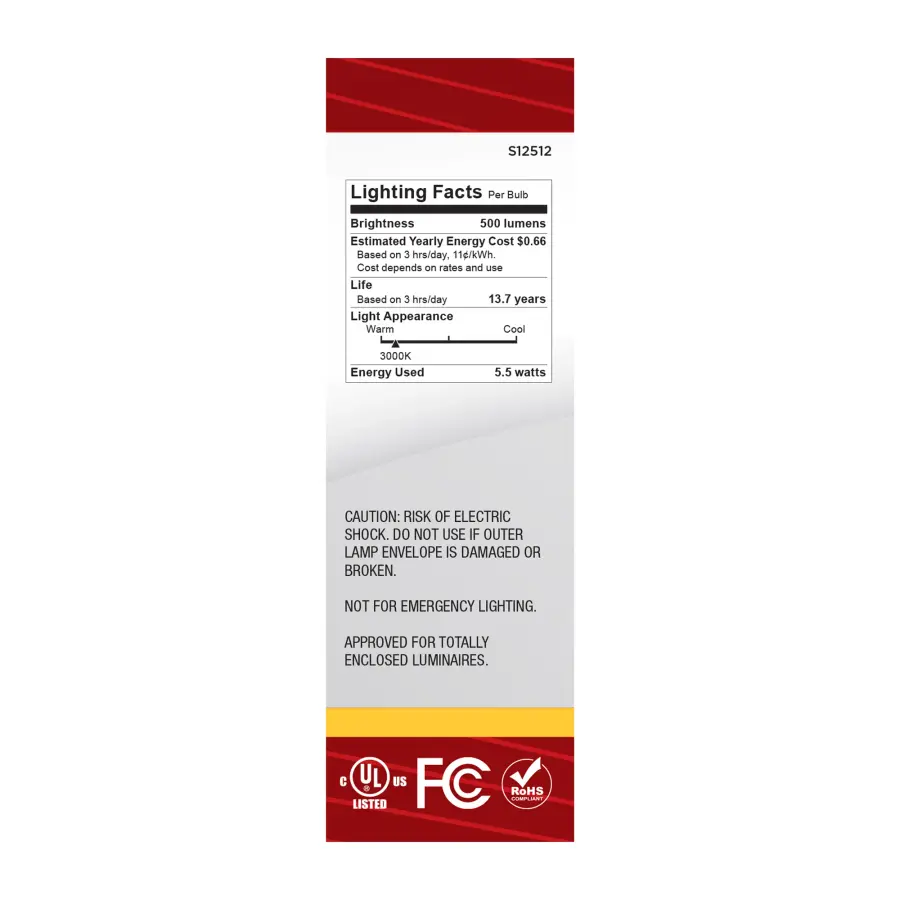 5.5 Watt CA10 LED - Medium Base - Clear - 3000K CCT - 120 Volt - Image 5