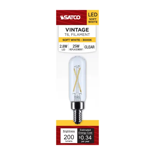Satco's 2.8-watt, LED lamp is traditional, yet contemporary with its vintage style and energy saving LED technology. Elegantly illuminate any room in the house with this dimmable, clear bulb. Sophisticated and modern, this lamp delivers 15,000 hours of soft white light. - alternate view