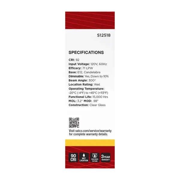 2.8 Watt T6 LED - Candelabra Base - Clear - 3000K CCT - 120 Volt - Image 4