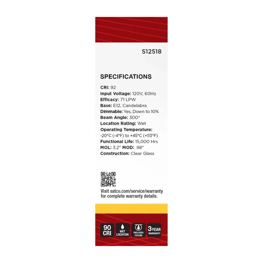 2.8 Watt T6 LED - Candelabra Base - Clear - 3000K CCT - 120 Volt - Image 4