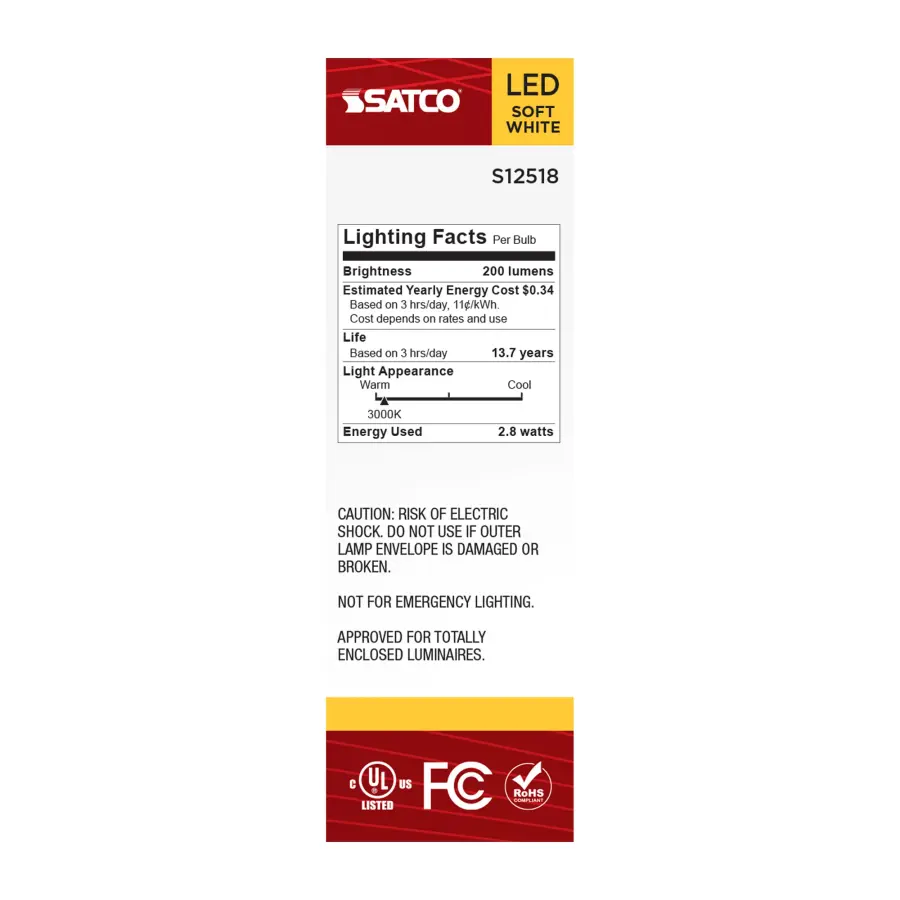 2.8 Watt T6 LED - Candelabra Base - Clear - 3000K CCT - 120 Volt - Image 5