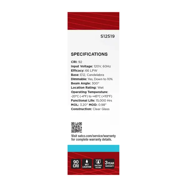 2.8 Watt T6 LED - Candelabra Base - Clear - 5000K CCT - 120 Volt - Image 5