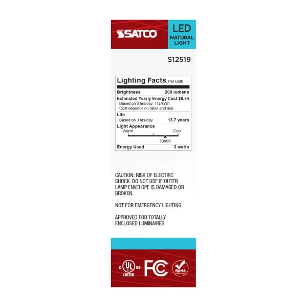 2.8 Watt T6 LED - Candelabra Base - Clear - 5000K CCT - 120 Volt - Image 6