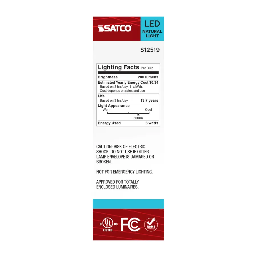 2.8 Watt T6 LED - Candelabra Base - Clear - 5000K CCT - 120 Volt - Image 6