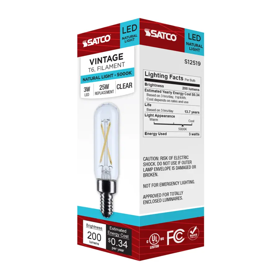 2.8 Watt T6 LED - Candelabra Base - Clear - 5000K CCT - 120 Volt - Image 8