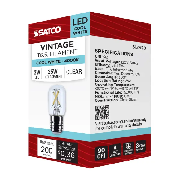 3 Watt T6.5 LED - Intermediate Base - Clear - 4000K CCT - 120 Volt - Image 7