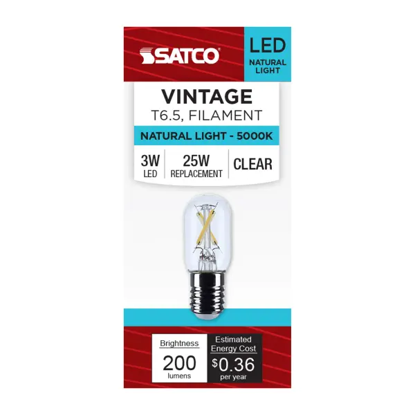 3 Watt T6.5 LED - Intermediate Base - Clear - 5000K CCT - 120 Volt - Image 3