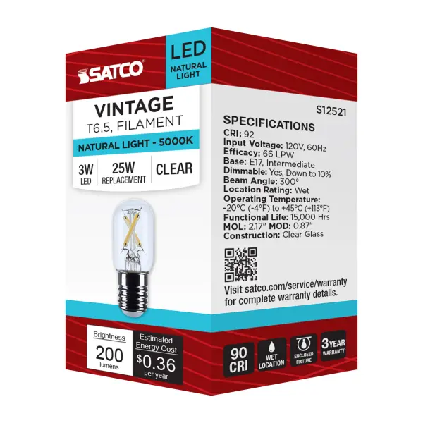 3 Watt T6.5 LED - Intermediate Base - Clear - 5000K CCT - 120 Volt - Image 8