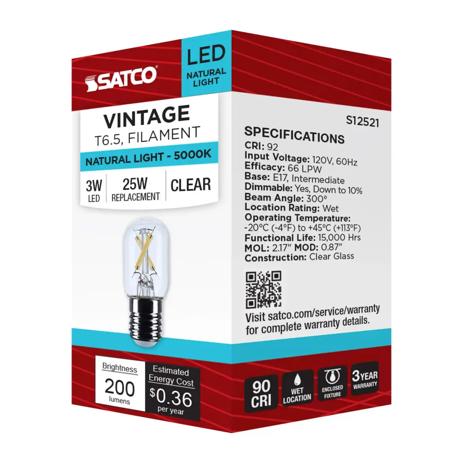 3 Watt T6.5 LED - Intermediate Base - Clear - 5000K CCT - 120 Volt - Image 8