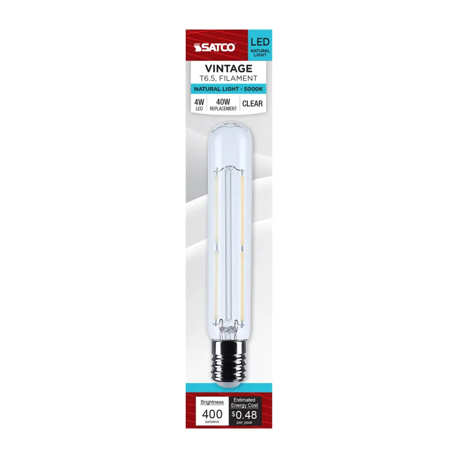 4 Watt T6.5 LED - Intermediate Base - Clear - 5000K CCT - 120 Volt - Image 3