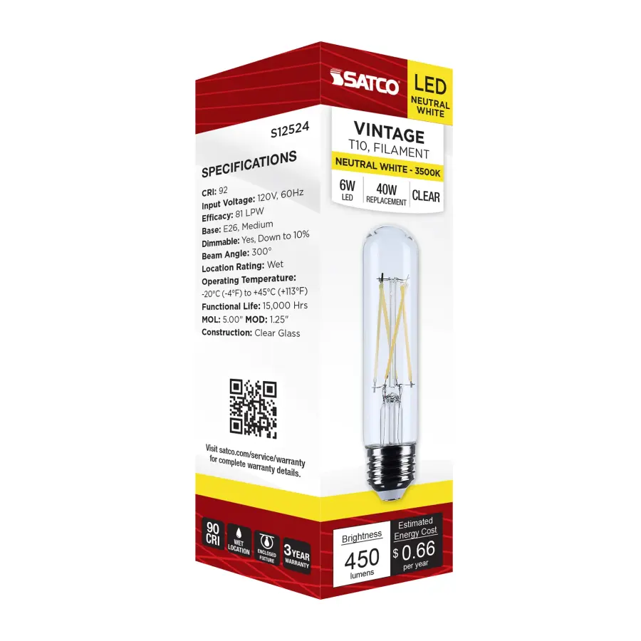 5.5 Watt T10 LED - Medium Base - Clear - 3500K CCT - 120 Volt - Image 7