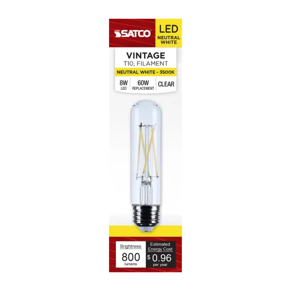 Satco's 8-watt, LED lamp is traditional, yet contemporary with its vintage style and energy saving LED technology. Elegantly illuminate any room in the house with this dimmable, clear bulb. Sophisticated and modern, this lamp delivers 15,000 hours of soft white light. - alternate view