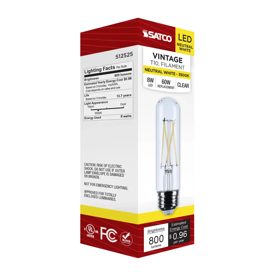 8 Watt T10 LED - Medium Base - Clear - 3500K CCT - 120 Volt - Image 6