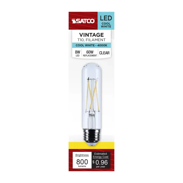 Satco's 8-watt, LED lamp is traditional, yet contemporary with its vintage style and energy saving LED technology. Elegantly illuminate any room in the house with this dimmable, clear bulb. Sophisticated and modern, this lamp delivers 15,000 hours of cool white light. - alternate view