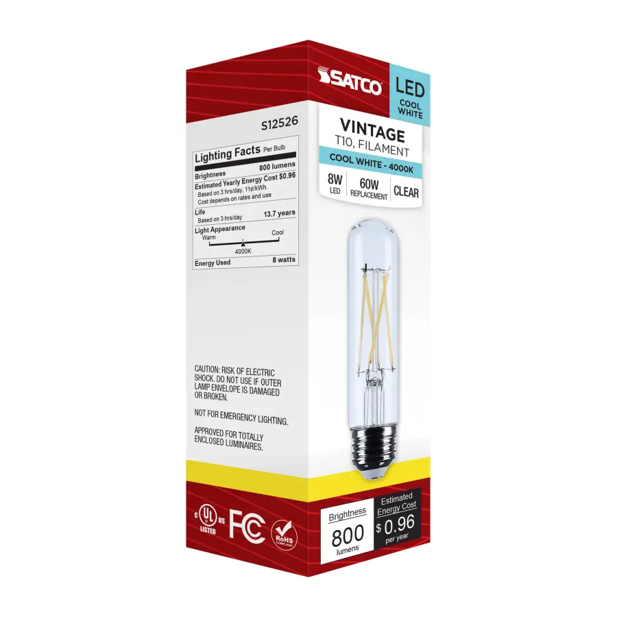 8 Watt T10 LED - Medium Base - Clear - 4000K CCT - 120 Volt - Image 6