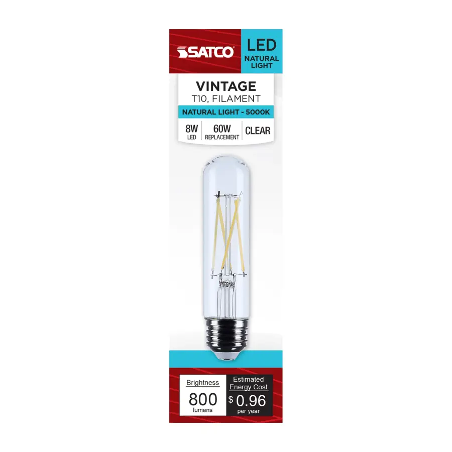8 Watt T10 LED - Medium Base - Clear - 5000K CCT - 120 Volt - Image 3