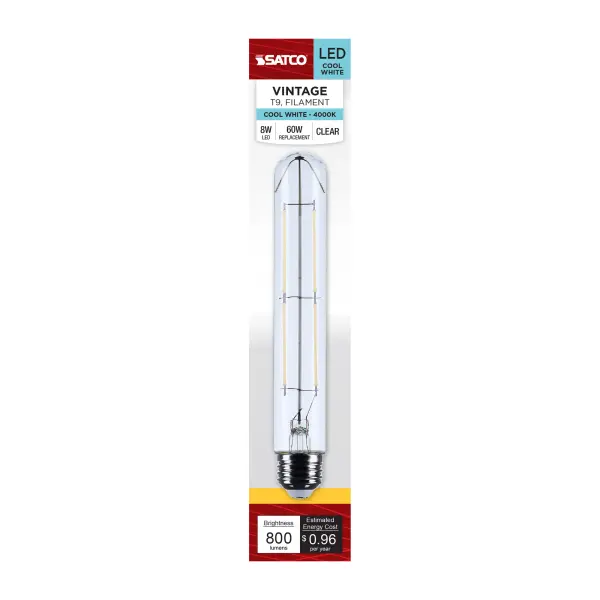 Satco's 8-watt, LED lamp is traditional, yet contemporary with its vintage style and energy saving LED technology. Elegantly illuminate any room in the house with this dimmable, clear bulb. Sophisticated and modern, this lamp delivers 15,000 hours of cool white light. - alternate view