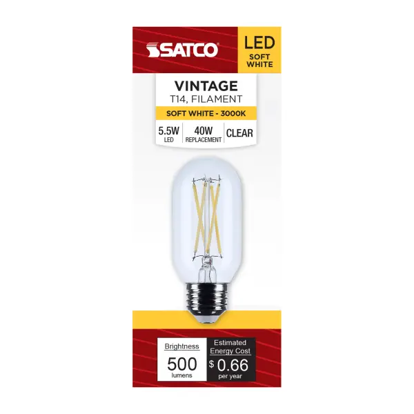 5.5 Watt T14 LED - Medium Base - Clear - 3000K CCT - 120 Volt - Image 3