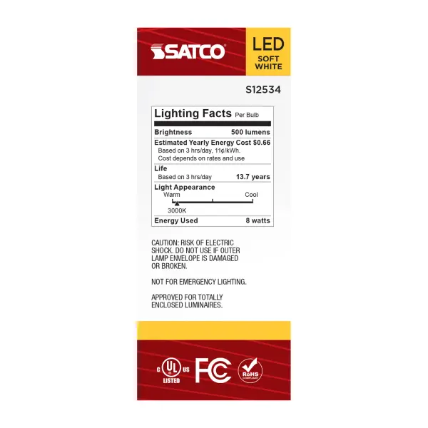 5.5 Watt T14 LED - Medium Base - Clear - 3000K CCT - 120 Volt - Image 6