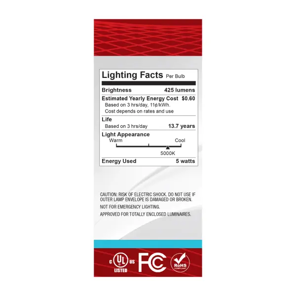 5 Watt ST19 LED - Medium Base - Clear - 5000K CCT - 120 Volt - Image 6