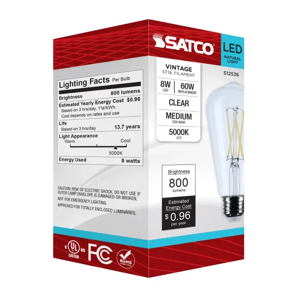 8 Watt ST19 LED - Medium Base - Clear - 5000K CCT - 120 Volt - Image 6